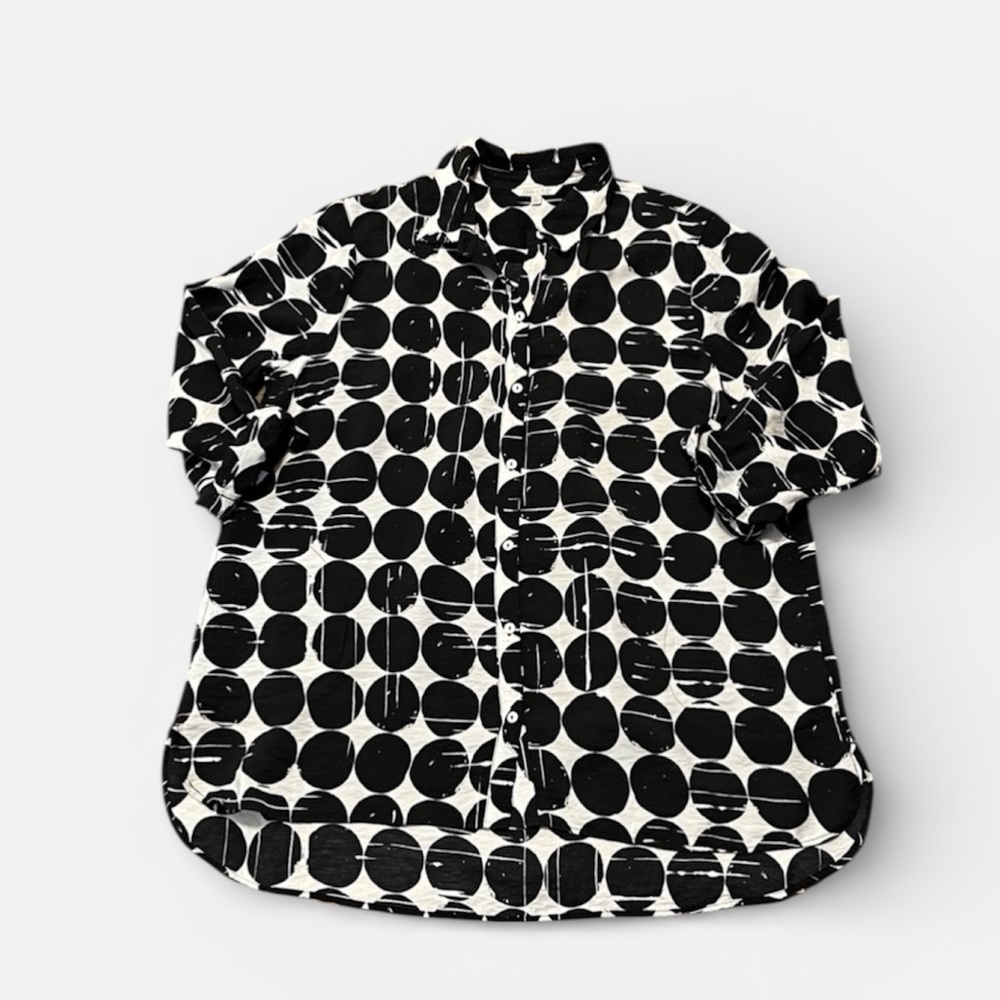 John Mark Button Front Split Hem Tunic in Black &… - image 6